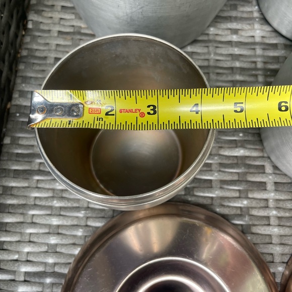 Vintage Aluminum 1960s 4 Canister Nesting Set w Rose Copper Lids MCM - Picture 2 of 8